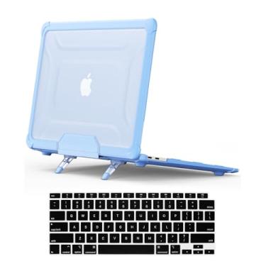 Imagem de DTangLsm Capa protetora resistente para MacBook Pro de 13 polegadas 2024 2023-2016 M2 M1 A2338 A2289 A2251 A2159 A1989 A1706 capa protetora resistente com suporte dobrável de TPU + película de