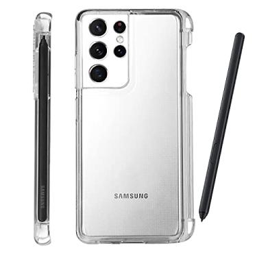 Imagem de Cavor Capa para Samsung Galaxy S21 Ultra com compartimento para suporte de caneta S, capa de telefone TPU de silicone macio com slot Stylus resistente à sujeira proteção à prova de choque Samsung S21