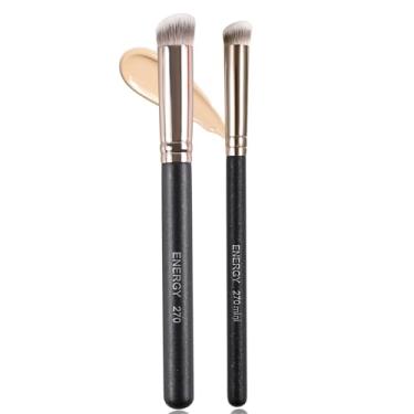 Imagem de ENERGY Conjunto de pincéis de maquiagem corretivos profissionais para maquiagem sob os olhos, perfeito para base de creme líquido em pó, mistura macia vegana, angular, aplicador de cosméticos para