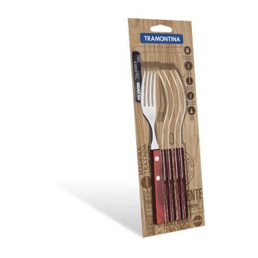 Imagem de Jogo de Garfos de Mesa para Churrasco 6 Peças Inox Polywood Tramontina Tabaco