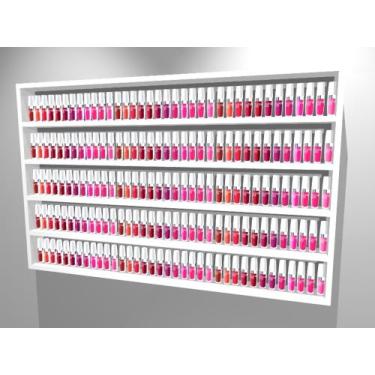 Imagem de Nicho Organizador Expositor 360 Esmaltes 5 Prateleiras Mdf Branco 65x1