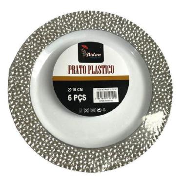 Imagem de kit 24 un Pratinho Natal borda Perolada Plástico rígido 19cm -  ARCÓLO