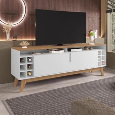Imagem de Rack para tv até 60 polegadas wine 1,60 branco/noce - Village Móveis