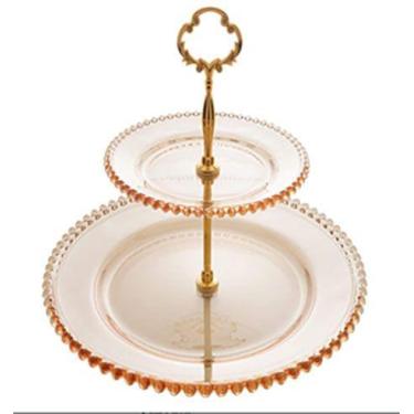 Imagem de Prato Duplo De Cristal Para Doces Pearl Âmbar Wolff 28413 - Rojemac
