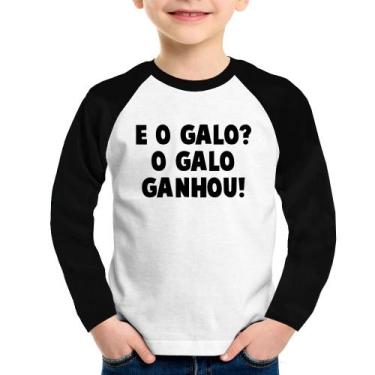 Imagem de Camiseta Raglan Infantil E o galo O galo ganhou! Manga Longa - Foca na