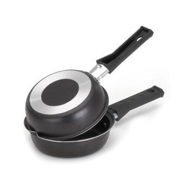 Imagem de Frigideira Dupla Hamburgueira e Omeleteira Antiaderente 14 cm Preto - 