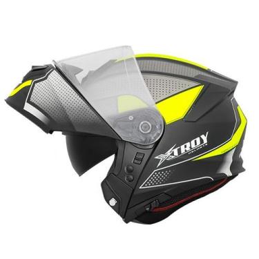 Imagem de Capacete Escamoteável Xtroy Articulado Robocop C Óculos Fumê, Amarelo,