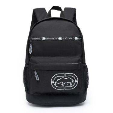 Imagem de Mochila Ecko Preto e Branco Notebook Escolar Trabalho Passeio, U, PRET