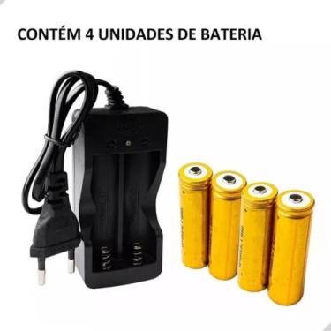 Imagem de Kit 4 Baterias 18650 3.7V 6800mah + Carregador duplo Led Recarregável 