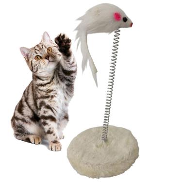 Imagem de Arranhador Gato Pet Mola Ratinho Guizo Felino Animal de Estimaçao Brinquedo Interativo Lazer Diversao Entretenimento