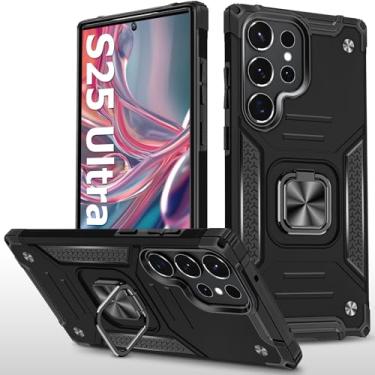 Imagem de Capa para Samsung Galaxy S25 Ultra 5G robusta de grau militar armadura resistente à prova de choque S25 Ultra capa para celular com anel de metal 360 suporte magnético para Samsung Galaxy S25 Ultra