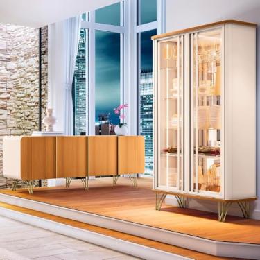 Imagem de Buffet Aparador Saluti com Cristaleira Évora Off/Cinamomo - HB Móveis