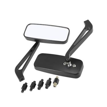 Imagem de REPAIROCK Par de espelhos retrovisores de motocicleta universais de 11,4 x 4,3 cm, lado da barra, espelho transparente, preto, peças de reposição para automóveis