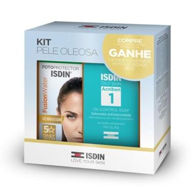 Imagem de Kit Isdin Pele Oleosa Protetor Solar Facial Fusion Water Sem Cor Fps 60 50ml + Sabonete Acniben Antioleosidade 80g