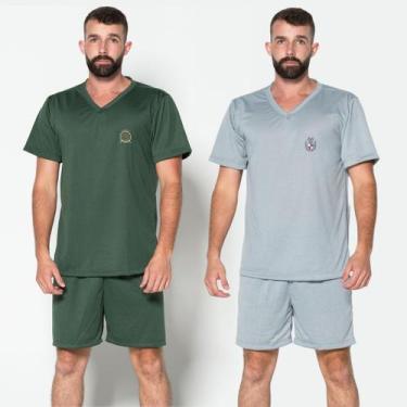 Imagem de KIT 2 Pijama Masculino Gola Liso V Fechado Bella Fiore Roupas Masculin