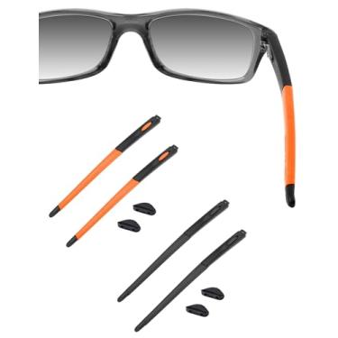 Imagem de HILEEN Hastes pretas de substituição para óculos Oakley Crosslink Pitch OX8037 OX8041 OX8111 OX3226 - preto + laranja