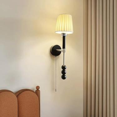 Imagem de Luminária de parede japonesa vintage para quarto, estilo europeu, preta, para sala de estar, cabeceira, corredor, sala de estudo, montada com base G9 (52 cm)
