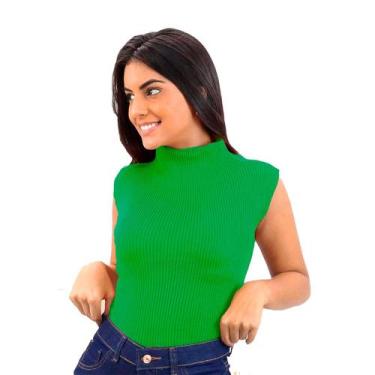 Imagem de Blusa Feminina Regata Tricot Top Gola Alta Social Elegante - Swiss Bou