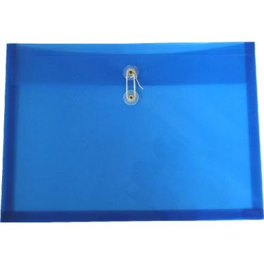 Imagem de Filexec Envelope de poliéster, tamanho ofício, carga lateral, fecho de cordão de botão, azul (pacote com 6) (50066-15101)