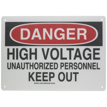 Imagem de Brady 122756 Alta tensão não autorizada, 25,4 cm de altura, 35,5 cm de largura, preto e vermelho em branco