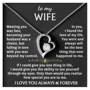 Imagem de Momavo Colar Jewelry To My Wife - The Best Thing That Ever Happened To Me, Forever Love, presente romântico para ela, presente romântico de aniversário e dia dos namorados, Aço inoxidável, Zircônia