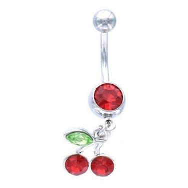 Imagem de Body Accentz Anéis de umbigo com pedra vermelha/folha de cerejeira