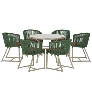 Imagem de Mesa com 6 Cadeiras de Jantar Roma 120cm e Noronha em Alumínio