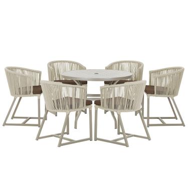 Imagem de Mesa com 6 Cadeiras de Jantar Roma 120cm e Noronha em Alumínio