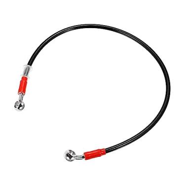 Imagem de X AUTOHAUX 65 cm 65 cm comprimento 10 mm ID motocicleta linha de freio hidráulico tubo de mangueira de óleo 28° 0° cabo trançado de aço inoxidável para quadriciclos motocross esportes preto
