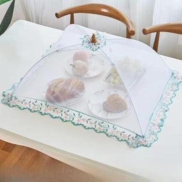 Imagem de Guarda-chuva de barraca grande de tela pop-up de tela pop-up premium, reutilizável e dobrável para piquenique ao ar livre, capas de malha, capas de rede para alimentos que impedem moscas, insetos