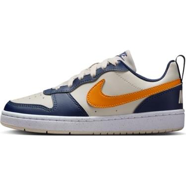 Imagem de Nike Tênis masculino Court Borough Low Recraft (criança grande), Madeira de madeira clara, castanho/casca de laranja/azul-marinho, 18
