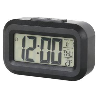 Imagem de Despertador digital operado por bateria com temperatura interna, relógio pequeno de mesa, relógio digital grande para idosos, relógio digital grande com alarmes personalizados, relógio com dia e data