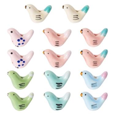 Imagem de FASHEWELRY 14 contas artesanais de pássaro de porcelana 7 cores lindas contas de animais pombos de cerâmica pastel espaçador focal para pulseira faça você mesmo, colar, brinco, joias, artesanato