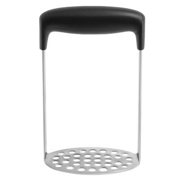 Imagem de Amassador Espremedor de Batatas Alimentos Legumes Feijão Mandioca Manual Inox Cabo Preto Reforçado