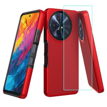Imagem de Lozeguyc Capa para celular TCL 60 XE NxtPaper 5G com protetor de tela, TCL 60 XE Capa de telefone dupla camada resistente de grau militar à prova de choque capa de canto para TCL 50 XL vermelha