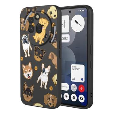 Imagem de HTXWXJC Capa para Nothing Phone 3a Pro, A059P à prova de choque flexível bumper TPU capas macias com estampa de cachorro para celular 3a Pro Black Dog