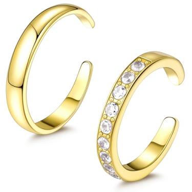 Imagem de Poxtex 3 anéis de dedo para mulheres, prata esterlina, conjunto de anéis de dedo do pé de prata não manchada, flor ajustável verão praia joias presentes para mulheres, Aço inoxidável, Zircônia cúbica