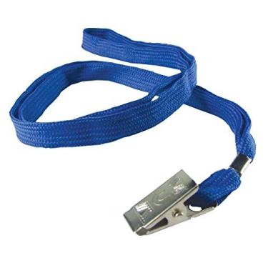 Imagem de Cordao Para Cracha Tecido Azul C/Presilha Jacare - KIT