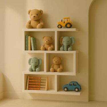 Imagem de PRATELEIRA DECORATIVA COM DESIGN DIFERENCIADO MDF BRANCO IDEAL PARA ORGANIZAR E DECORAR AMBIENTES