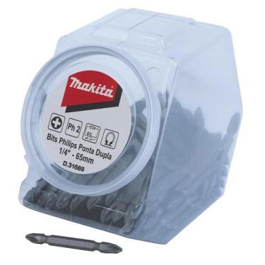 Imagem de Kit 100 Bits Philips Ponta Dupla PH2 1/4 65 mm D31669 Makita