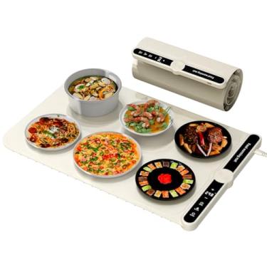 Imagem de VERNILLA Tapete De Aquecimento Inteligente Para Alimentos, Dobrável À Prova D'Água, Com 9 Níveis Temperatura Ajustável E 6 Velocidades Tempo, Aquecedores Fáceis Limpar Buffet, Festas, Thawin (Bege)