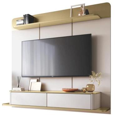 Imagem de Painel Para TV 70 Pol Bancada Suspensa Cheri B01 Off White Champagne -