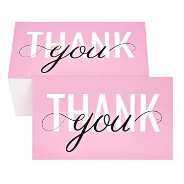 Imagem de RXBC2011 Script de cartões de agradecimento para pedidos de embalagens de pequenas empresas notas de apreciação 8,9 x 5 cm pacote de 100 rosa