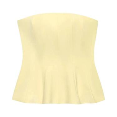 Imagem de Top Curto Feminino Sem Alças Slim Fit Casual Sexy Com Zíper Lateral TF