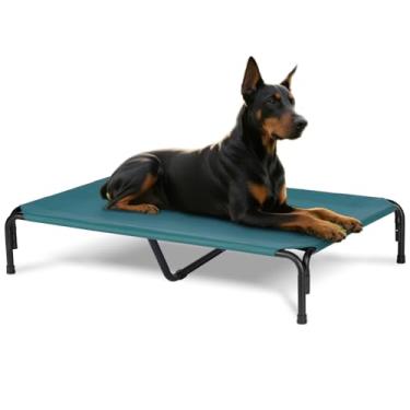 Imagem de PVY Cama elevada para cães ao ar livre, berço elevado 3GG com malha lavável, cama refrescante para animais de estimação, rede para cães à prova de mastigação, plataforma levantada de metal para