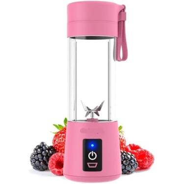 Imagem de Mini Liquidificador Portátil Shake Elétrico | Cabo USB 6 Lâminas Sem Fio Recarregável | 3 Cores (Rosa)