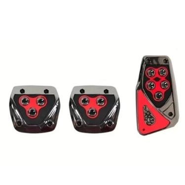 Imagem de Pedaleira Esportiva Universal para Carros, ABS Anti-derrapante, Instalação Rápida, Preto e Vermelho