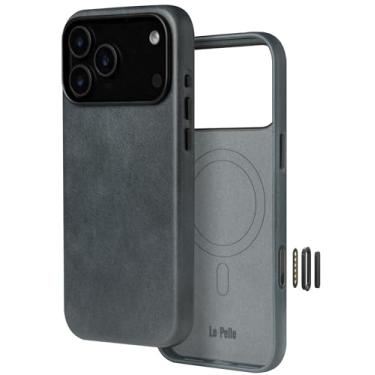 Imagem de Le Pelle - Capa de couro italiano premium feita à mão para iPhone 17 Pro - [Controle de câmera embutido] - Compatível com Magsafe - Efeito de dois tons com pátina exclusiva ao longo do tempo - Azul