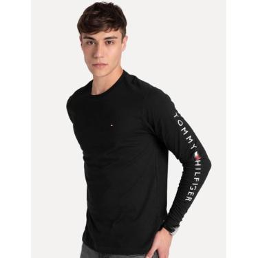 Imagem de Camiseta Tommy Hilfiger Masculina Manga Longa Essential Sleeve Preta, 