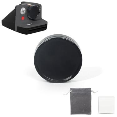 Imagem de HIYQIN Tampa de lente para Polaroid Now 3rd/Now+ Gen 2nd/3ª, capa de lente de liga de alumínio para agora 3ª/agora+ 2ª/3ª câmera instantânea, à prova de poeira e resistente a arranhões - preta